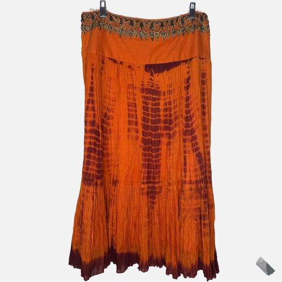 Soft Surroundings Boho Hippie Batik Maxi Beaded Skirt - Picture 1 of 9